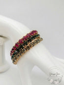 Inc Gold-Tone Set Green, Red, And Rhinestone Stretch Bracelets