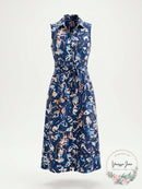 Nic + Zoe Indigo Leaves Shirtdress, Size Medium