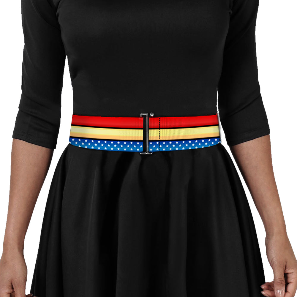 Cinch Waist Belt - Wonder Woman Stripe Stars Red Gold Blue  display picture 3