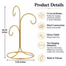 3-Arm 3-Tier Gold Brass Metal Ornament Stand Display 10.75 Inches