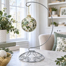 Curved Silver Wire Swirl Base Ornament Stand Display 8.75 Inches