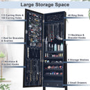 Lockable Mirrored Jewelry Cabinet Armoire Storage Organizer Box