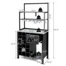 Kitchen Bakers Rack Freestanding Wine Rack Table with Glass Holder and Drawer
