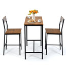 3 Pieces Bar Table Set with 2 Stools-Black