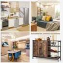 Industrial Kitchen Storage Cabinet with Open Shelves-Rustic Brown