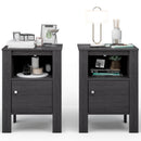 Compact Floor Farmhouse Nightstand with Open Shelf and Cabinet