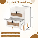 Modern End Table Bedside Table with 2 Rattan Decorated Drawers