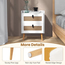 Modern End Table Bedside Table with 2 Rattan Decorated Drawers