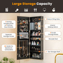 Mirrored Jewelry Armoire with Full Length Mirror and 2 Internal LED Lights