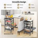 Kitchen Island Cart with Stainless Steel Tabletop and Basket