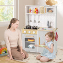 Kids Kitchen Playset with Lights Sounds Microwave Stoves Sink Oven and Cooking Accessories-White