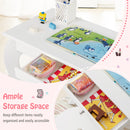 Kids Princess Makeup Dressing Play Table Set with Mirror-Off White