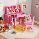 Kids Study Desk and Chair Set with Chair Hutch and Storage Cabinet for 3+ Years Old