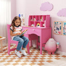 Kids Study Desk and Chair Set with Chair Hutch and Storage Cabinet for 3+ Years Old