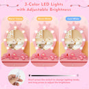 Kids Vanity Set with Lighted Mirror with Adjustable Brightness and Large Drawer-Pink