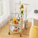3-Tier Home Bar Serving Cart on Wheels with Mirrored Shelves