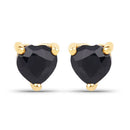 0.70 Carat Genuine Black Sapphire 14K Yellow Gold Earrings