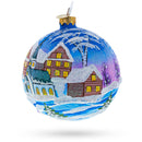 Ukrainian Winter Village Church Glass Ball Christmas Ornament 4 Inches