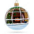 Santa Peeking Through House Window Glass Ball Christmas Ornament 3.25 Inches