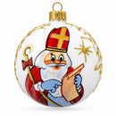 St. Nicholas Perusing His Gift List Glass Ball Christmas Ornament 3.25 Inches