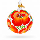 Poppy Flowers on White Glass Ball Christmas Ornament, 3.25 Inches