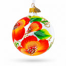 Poppy Flowers on White Glass Ball Christmas Ornament, 3.25 Inches
