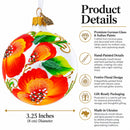 Poppy Flowers on White Glass Ball Christmas Ornament, 3.25 Inches