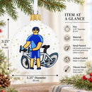 Bicycle Rider Glass Ball Christmas Ornament 3.25 Inches