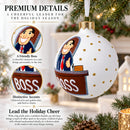 Cheerful Leader Glass Ball Boss Christmas Ornament 3.25 Inches