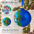 Deer in the Woods Glass Ball Christmas Ornament 3.25 Inches