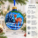 Deer in the Woods Glass Ball Christmas Ornament 3.25 Inches