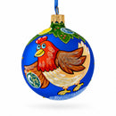 Hen Decorating the Tree Glass Christmas Ornament 3.25 Inches