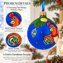 Hen Decorating the Tree Glass Christmas Ornament 3.25 Inches