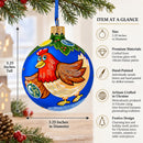 Hen Decorating the Tree Glass Christmas Ornament 3.25 Inches