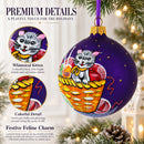 Kitten with Yarn Balls Glass Christmas Ornament 3.25 Inches