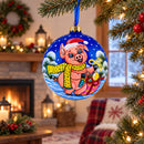 Pigs Decorating Tree Glass Ball Christmas Ornament 4 Inches