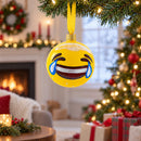Laughing Facial Expressions Glass Ball Christmas Ornament 3.25 Inches