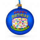 Happy Birthday Balloons & Cupcakes Glass Ball Christmas Ornament 4 Inches