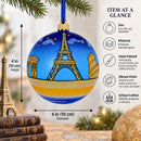 European Travel Attractions Glass Ball Christmas Ornament 4 Inches