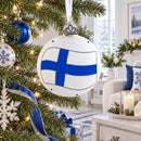 Flag of Finland Glass Ball Christmas Ornament 3.25 Inches