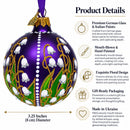Lilies of the Valley on Purple Royal Glass Ball Christmas Ornament 3.25 Inches