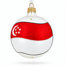 Flag of Singapore Glass Ball Christmas Ornament 3.25 Inches