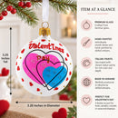 Valentine's Day Colorful Hearts Design Glass Ball Christmas Ornament 3.25 Inches