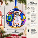 Bulldog Gifts Glass Ball Christmas Ornaments 4 Inches