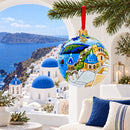 Santorini, Thira Island, Greece Glass Ball Christmas Ornament 4 Inches