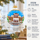 Central High School National Historic Site, Little Rock, Arkansas Glass Ball Christmas Ornament 3.25 Inches