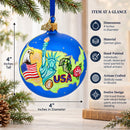 Travel to the USA Glass Ball Christmas Ornament 4 Inches