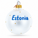 Flag of Estonia Flag Glass Ball Christmas Ornament 3.25 Inches