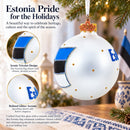 Flag of Estonia Flag Glass Ball Christmas Ornament 3.25 Inches