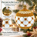 Red Jewels Silver Glass Ball Christmas Ornament
